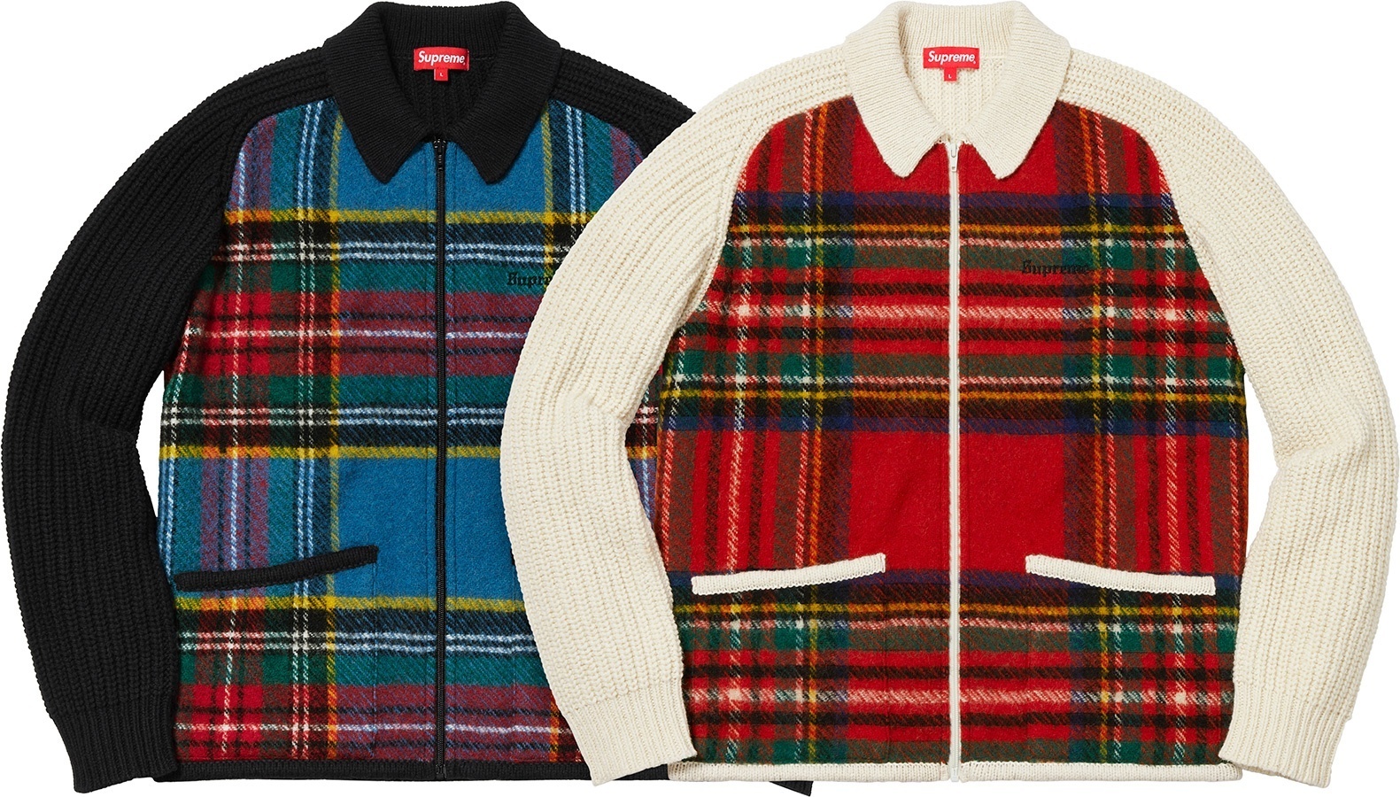 Plaid Front Zip Sweater